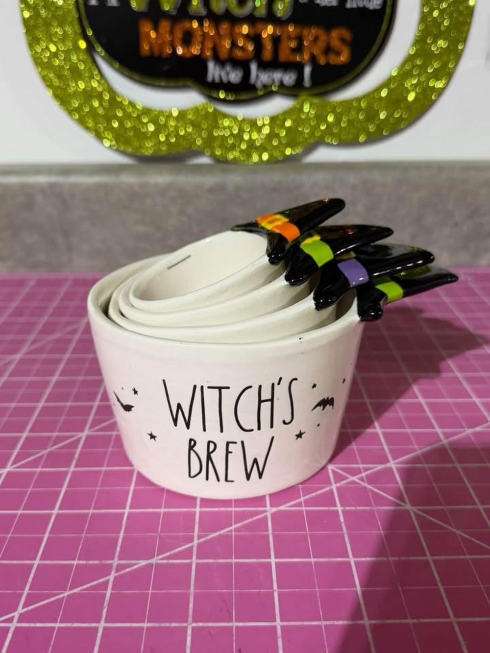 Rae Dunn Witch's Brew Ceramic Measuring Cup Set